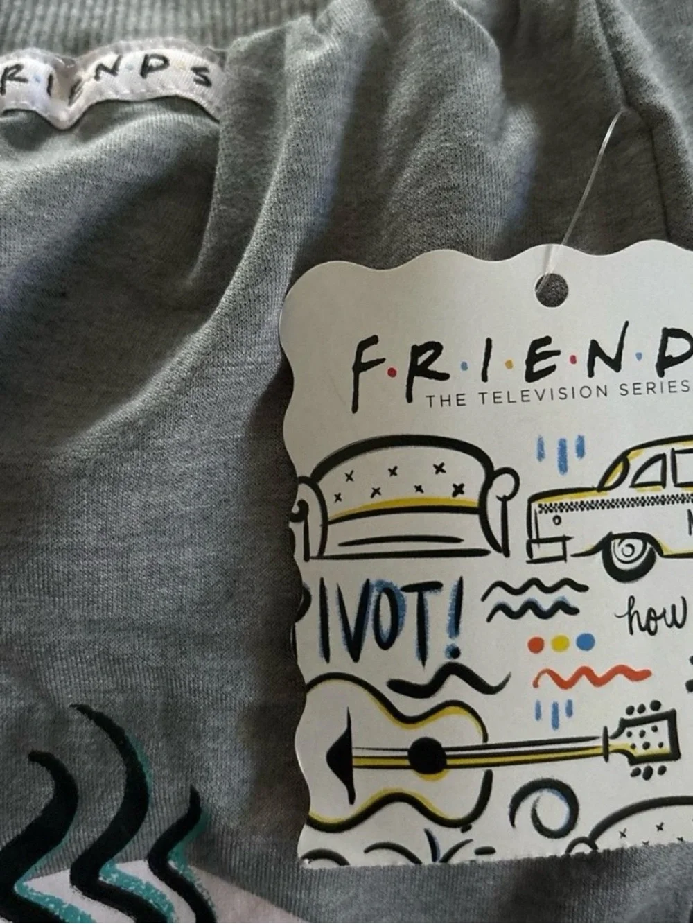 FRIENDS Gray Lounge Shorts with Pastel Graphic